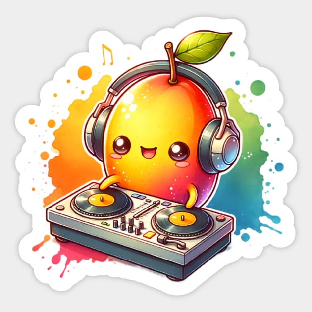 Cute Kawaii Mango DJ Sticker by The Jumping Cart